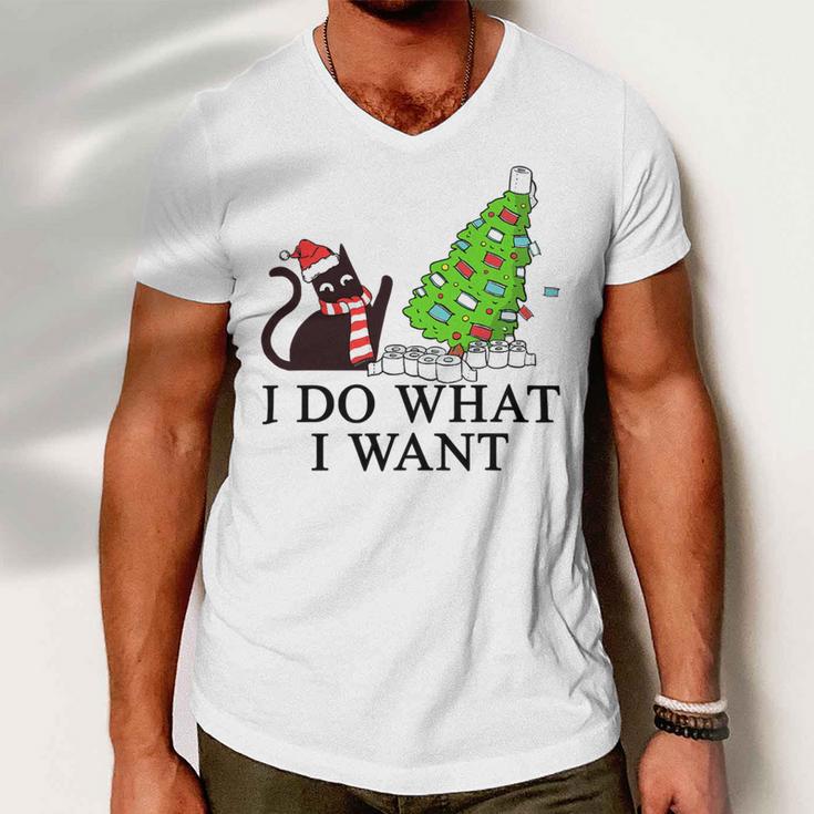 Funny Black Cat Funny Christmas Toilet 635 Shirt Men V-Neck Tshirt