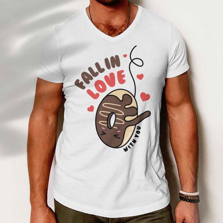 Funny Donut Fall In Love Men V-Neck Tshirt