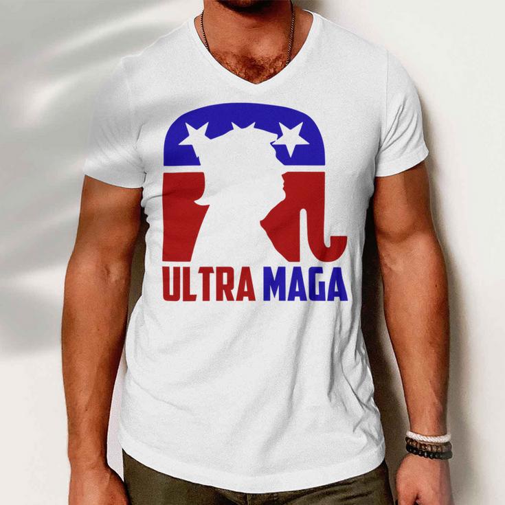 Funny Ultra Maga Gift For Americans Trump Biden Lover Men V-Neck Tshirt