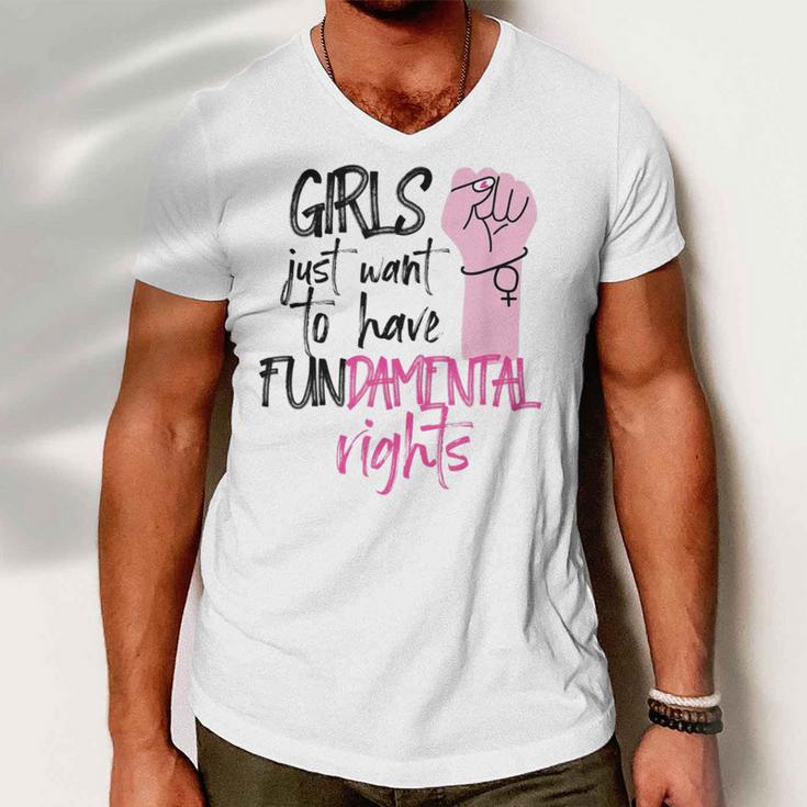 Girls Just Wanna Have Fundamental Human Rights Funny V2 Men V-Neck Tshirt