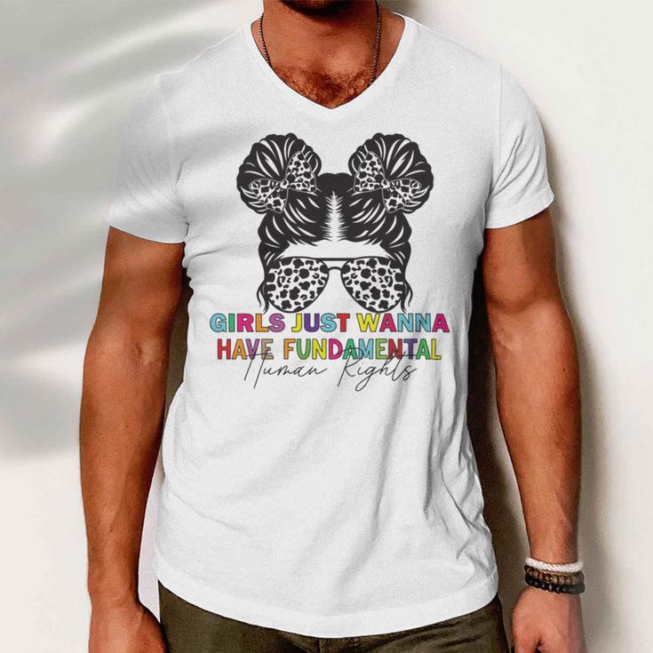 Girls Just Wanna Have Fundamental Human Rights Funny V6 Men V-Neck Tshirt