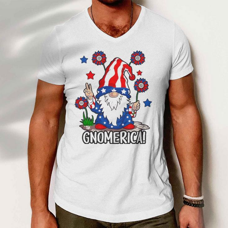Gnomes 4Th Of July Women Gnomerica Girls American Flag Men V-Neck Tshirt