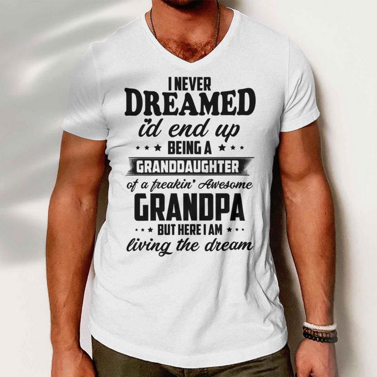 Granddaughter Of A Freakin Awesome Grandpa Men V-Neck Tshirt