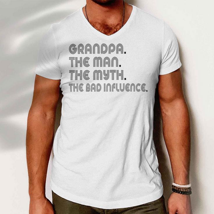 Grandpa The Man The Myth The Bad Influence Men V-Neck Tshirt