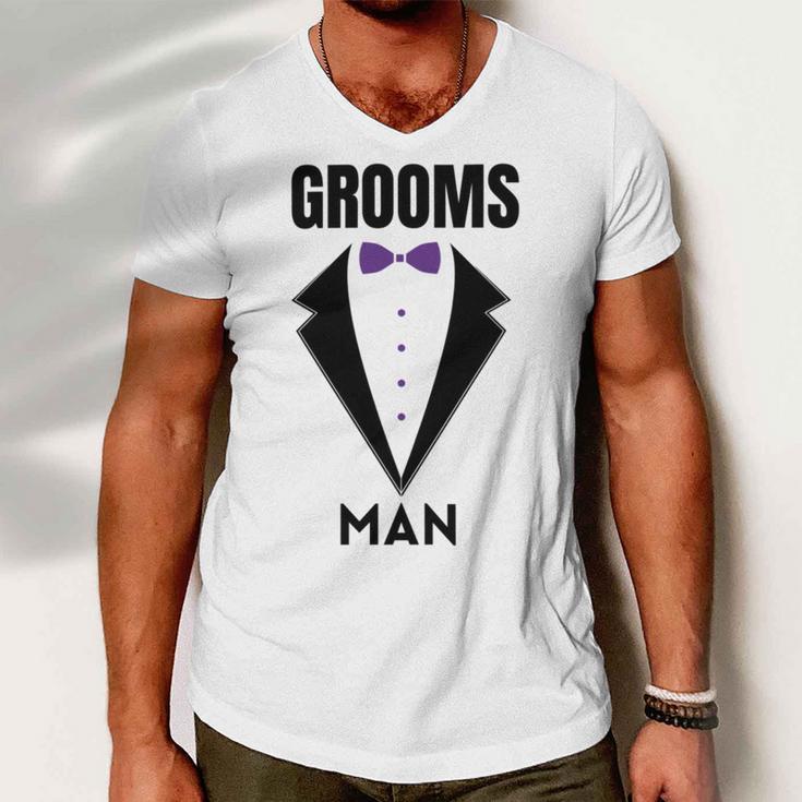 Groomsman Grooms Squad Stag Party Friends Themed Men V-Neck Tshirt