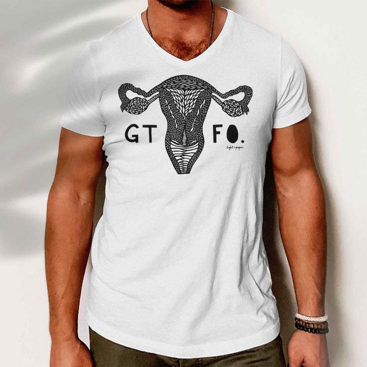 Gtfo Uterus Black Print Perfect Gift Men V-Neck Tshirt