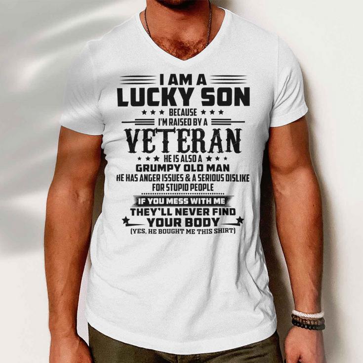 I Am A Lucky Son Because Im Raised By A Veteran V2 Men V-Neck Tshirt