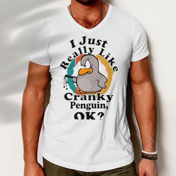 I Really Like Cranky Penguin Ok Men V-Neck Tshirt