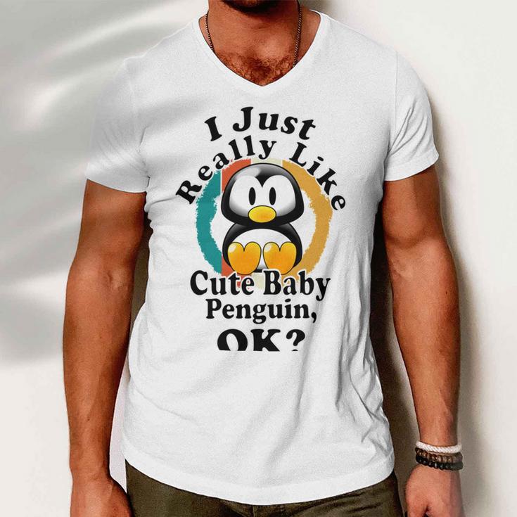 I Really Like Cute Baby Penguin Ok Men V-Neck Tshirt