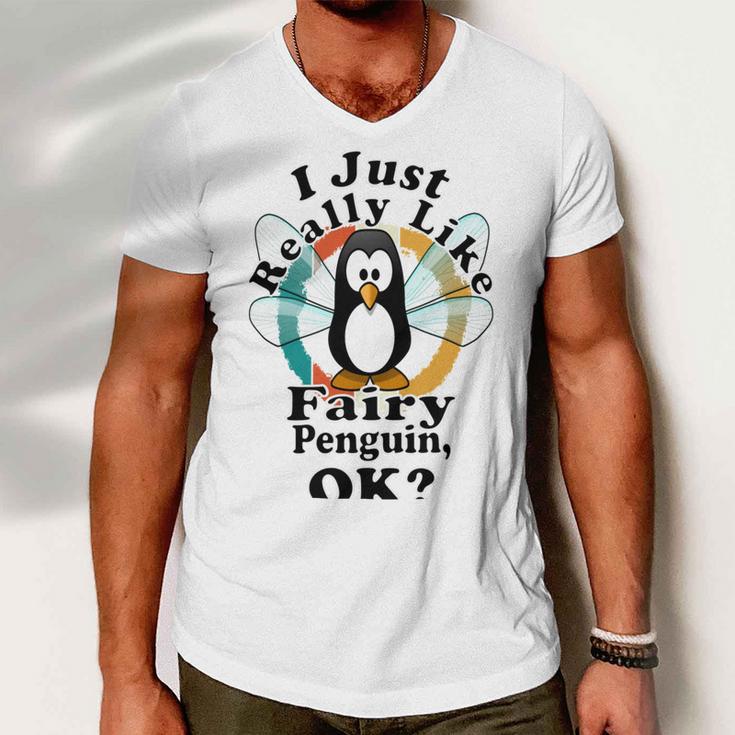 I Really Like Fairy Penguin Ok Men V-Neck Tshirt