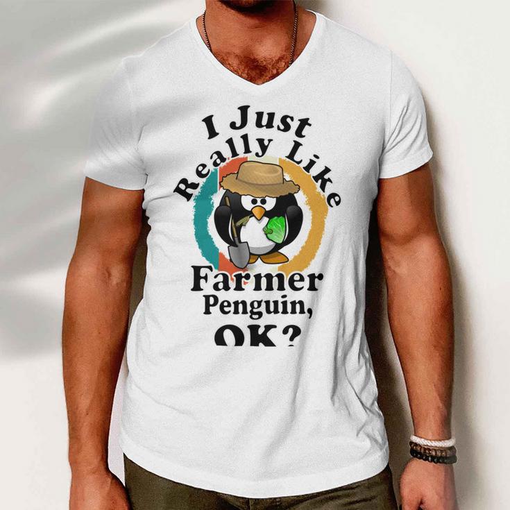 I Really Like Farmer Penguin Ok Men V-Neck Tshirt