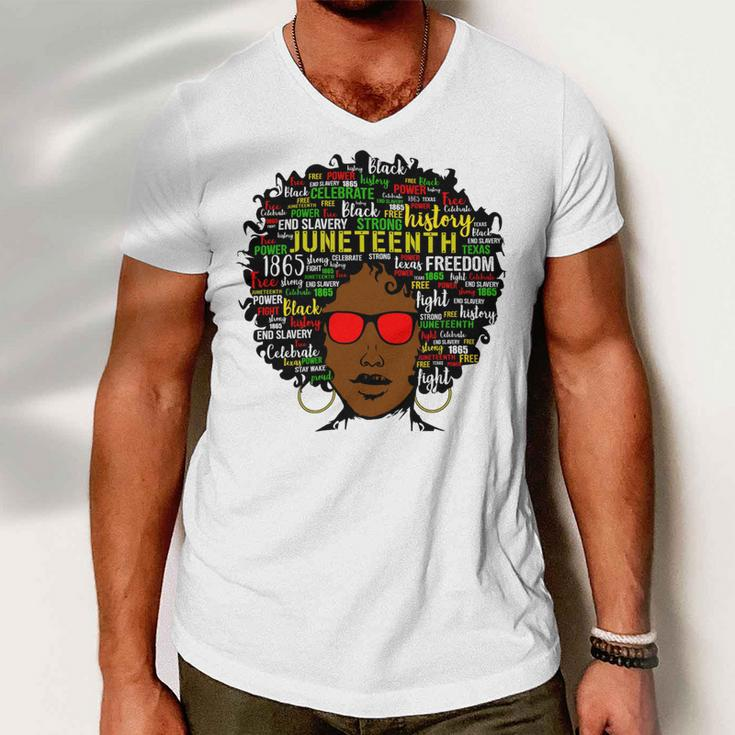 Juneteenth Black Woman Tshirt Men V-Neck Tshirt