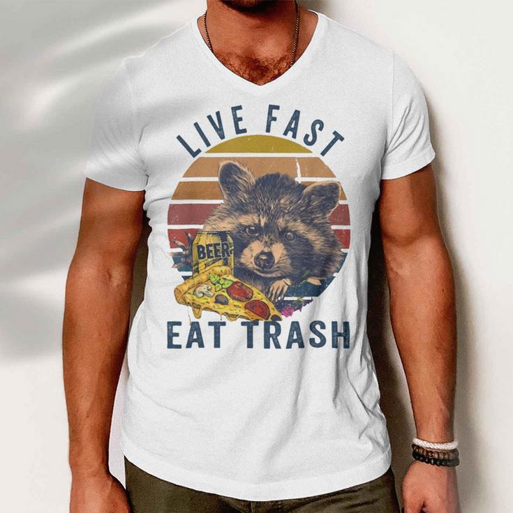 Live Fast Eat Trash 789 Shirt Men V-Neck Tshirt