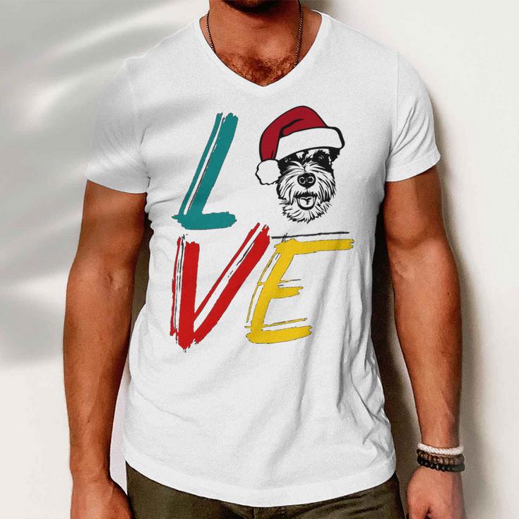 Love My Xmas Miniature Schnauzer Men V-Neck Tshirt