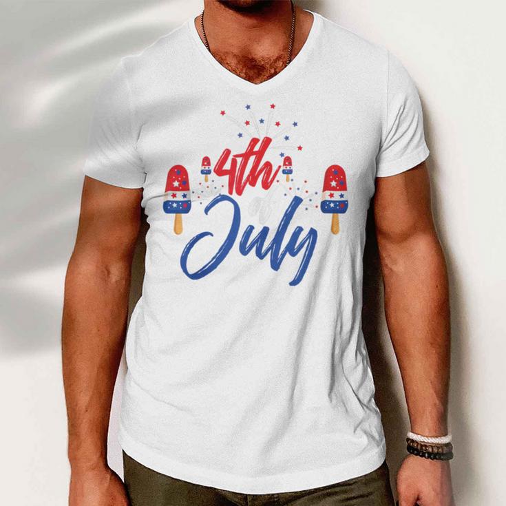 Memorial Day 4Th Of July Holiday Patriotic Ice Cream V2 Men V-Neck Tshirt