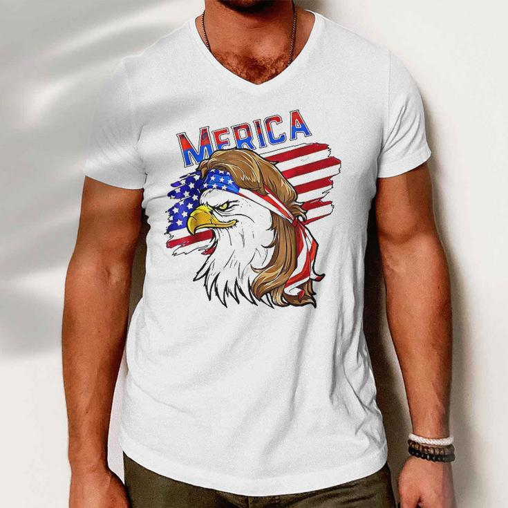 Merica Eagle American Flag Mullet Hair Redneck Hillbilly Men V-Neck Tshirt