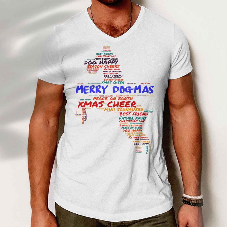 Merry Dog-Mas Miniature Schnauzer Men V-Neck Tshirt