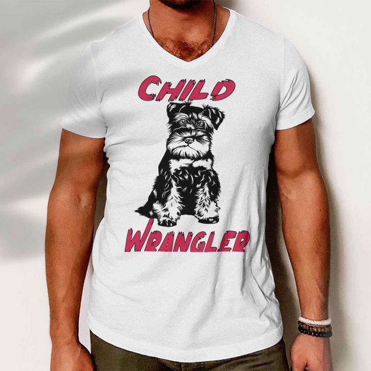 Miniature Schnauzer At Home Child Wrangler Multi Tasking Dog Men V-Neck Tshirt