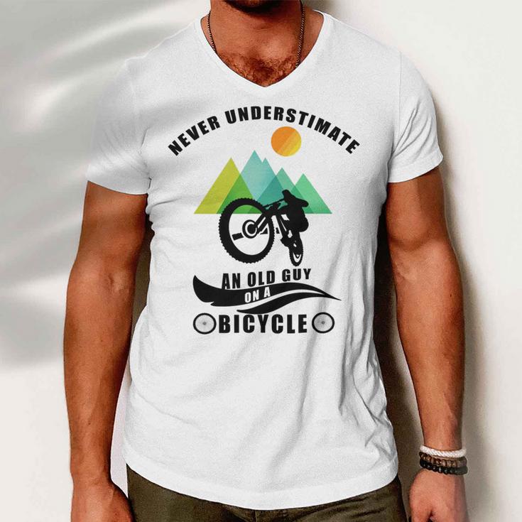 Never Underestimate An Old Guy On A Bicycle Men V-Neck Tshirt