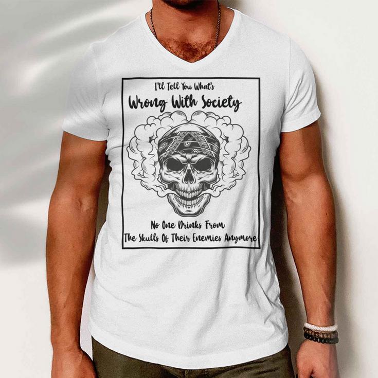 Official Wrong Society Drink From The Skull Of Your Enemies Men V-Neck Tshirt