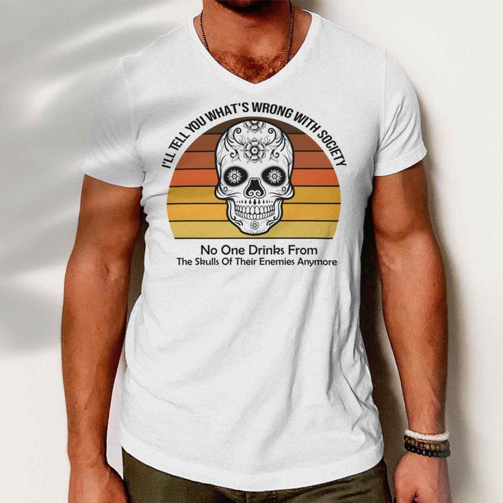 Official Wrong Society Drink From The Skull Of Your Enemies V2 Men V-Neck Tshirt