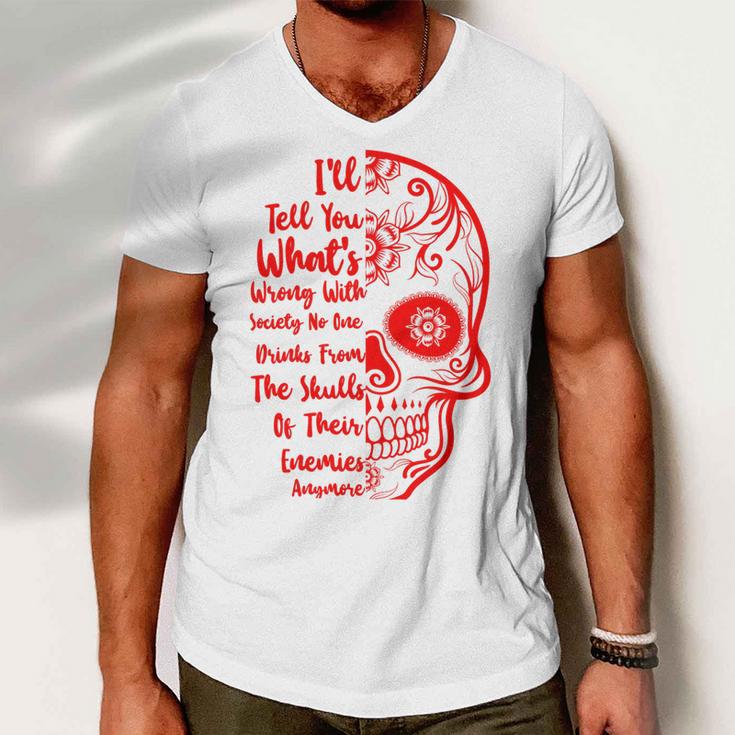 Official Wrong Society Drink From The Skull Of Your Enemies V3 Men V-Neck Tshirt