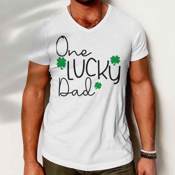 One Lucky Dad Funny St Patrick Day Men V-Neck Tshirt