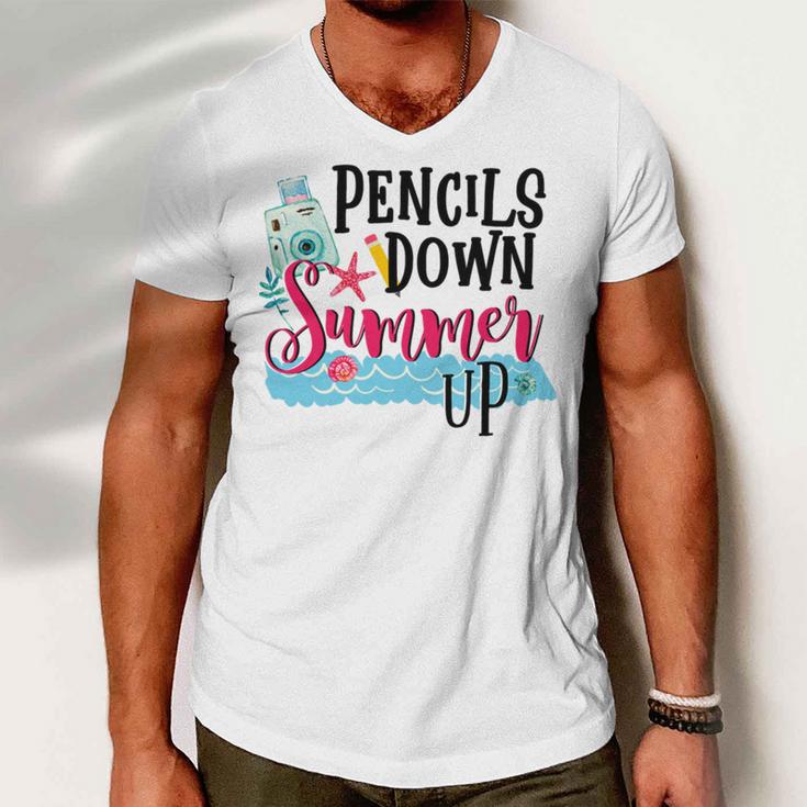 Pencils Down Summer Up Men V-Neck Tshirt