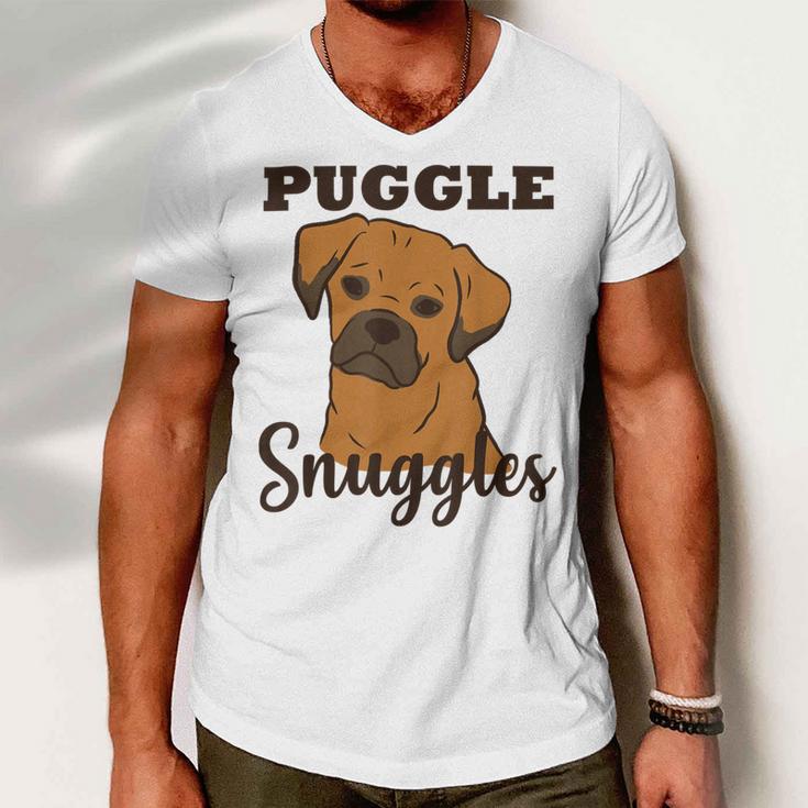 Puggle Dog Snuggles Funny Cute Pug Beagle Mom Dad Men V-Neck Tshirt