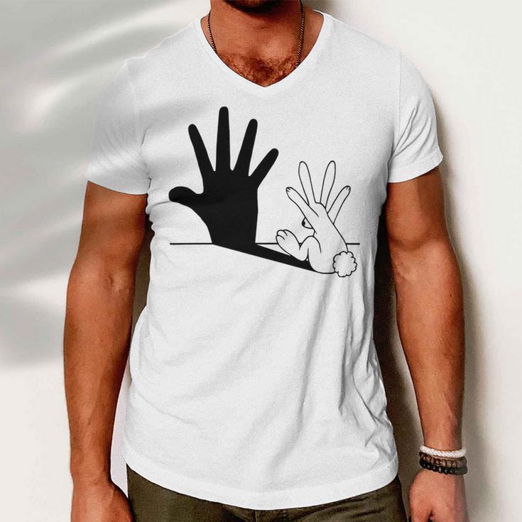 Rabbit Hand Shadow Men V-Neck Tshirt