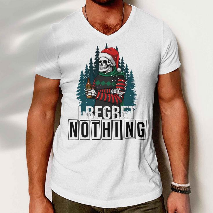 Skeleton Santa I Regret Nothing Christmas Men V-Neck Tshirt