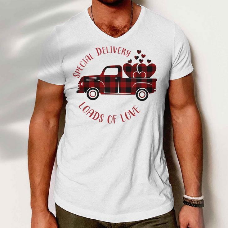 Special Delivery Valentines Car Red Plaid Men V-Neck Tshirt