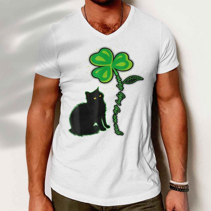 St Patricks Day Black Cat My Lucky Charm Men V-Neck Tshirt