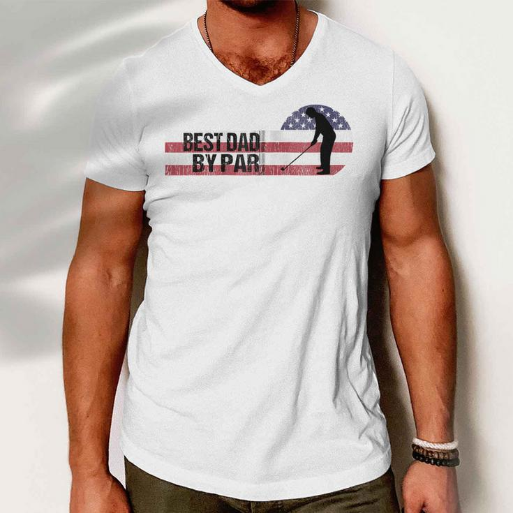 Usa Best Dad By Par Us Flag Patriotic 4Th Of July America Zip Men V-Neck Tshirt
