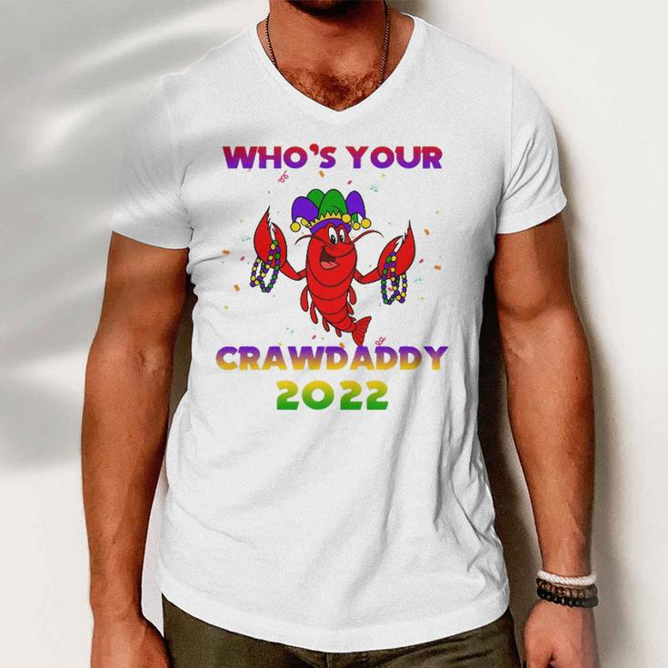 Whos Your Crawdaddy Crawfish Flag Mardi Gras Kids Men Women Men V-Neck Tshirt