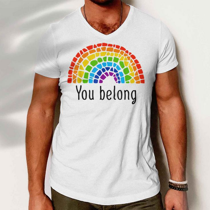 You Belong Lgbtq Rainbow Gay Pride V2 Men V-Neck Tshirt