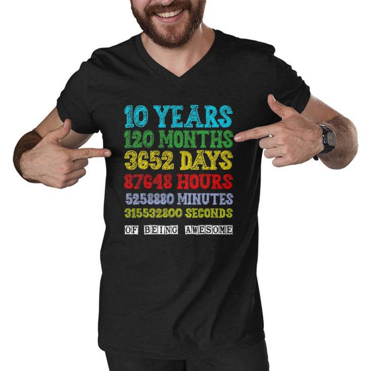 10 Years Of Being Awesome Happy 10Th Birthday Ten Countdown Men V-Neck Tshirt