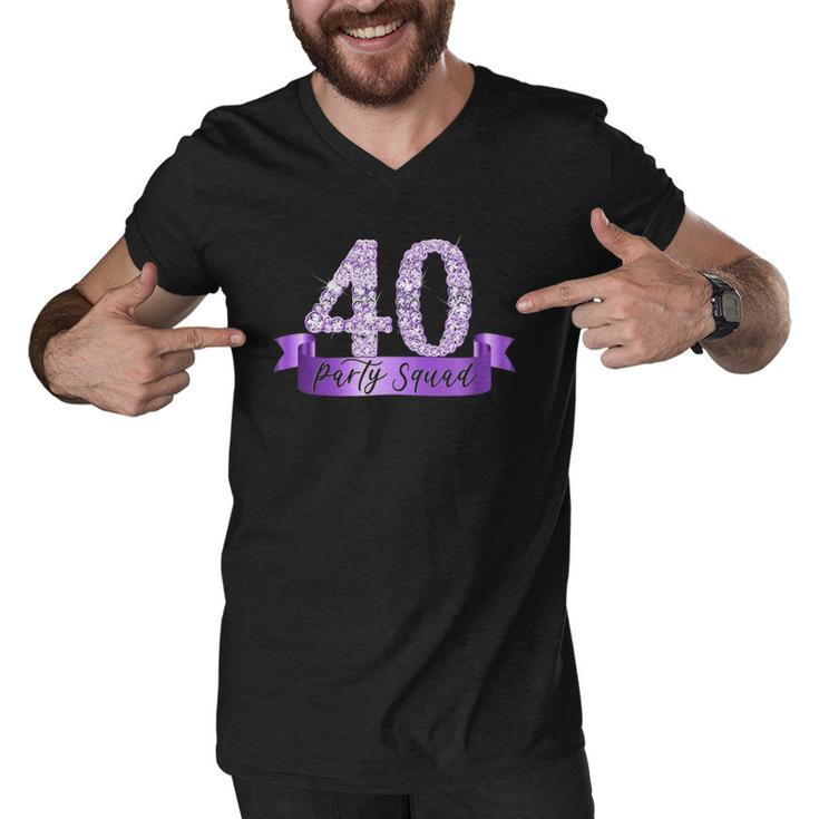 40Th Birthday Party Squad I Purple Group Photo Decor Outfit Men V-Neck Tshirt