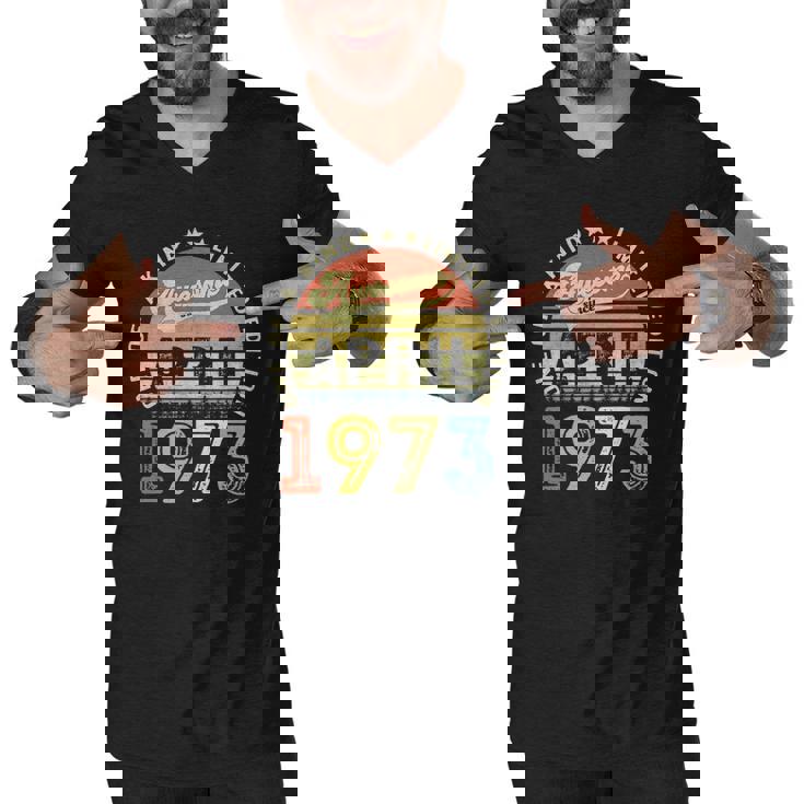 49 Years Old Birthday Awesome Since April 1973 49Th Birthday Men V-Neck Tshirt