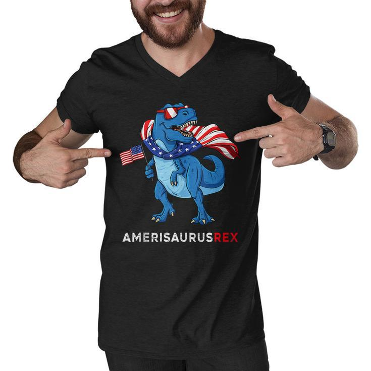 4Th Of July Amerisaurus T Rex Dinosaur Boys Kids Ns  Men V-Neck Tshirt