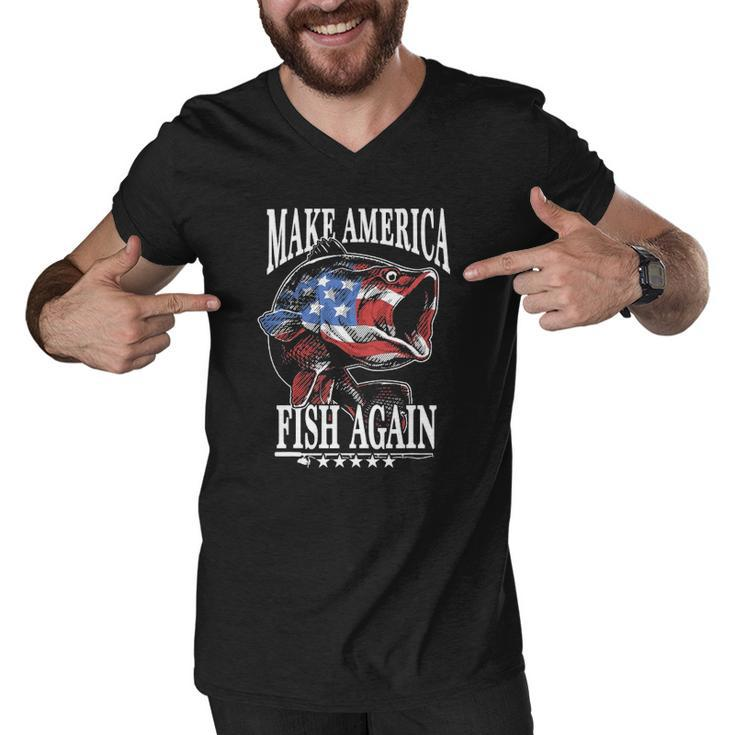 4Th Of July Fishing Make America Fish Again Usa Fisherman Men V-Neck Tshirt