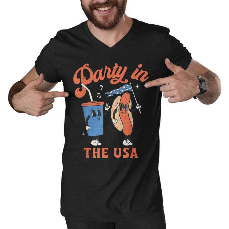 4Th Of July  For Hotdog Lover Party In The Usa  Men V-Neck Tshirt