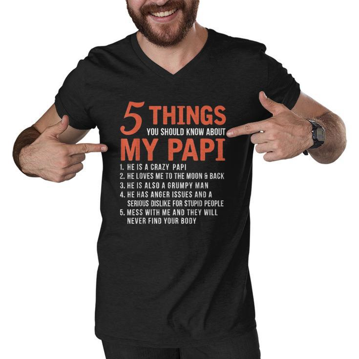 5 Things You Should Know About My Papi Funny Fathers Day Men V-Neck Tshirt