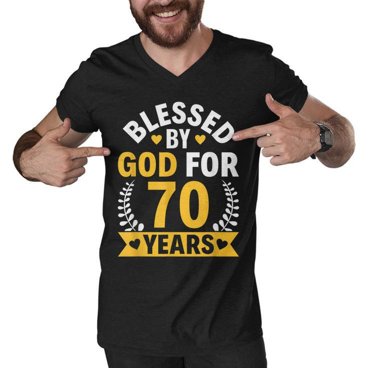 70Th Birthday Man Woman Blessed By God For 70 Years  Men V-Neck Tshirt
