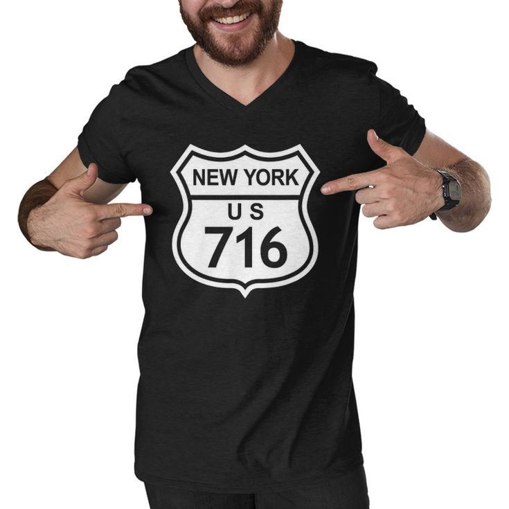 716 New York Area Code Ny Highway Home State Gift Men V-Neck Tshirt