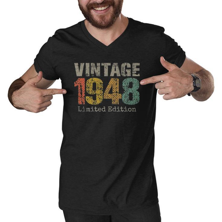 74 Years Old Gifts Vintage 1948 Limited Edition 74Th Birthday Men V-Neck Tshirt