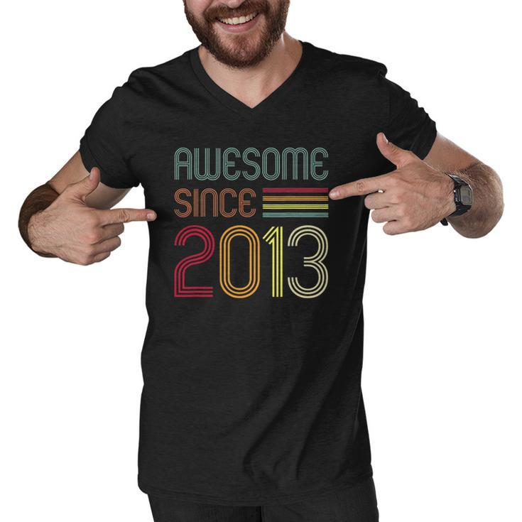 9 Years Old Gifts Awesome Since 2013 9Th Birthday Retro Men V-Neck Tshirt