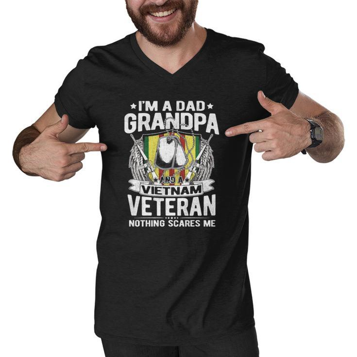 A Dad Grandpa And Vietnam Veteran Proud Retired Soldier Gift Men V-Neck Tshirt