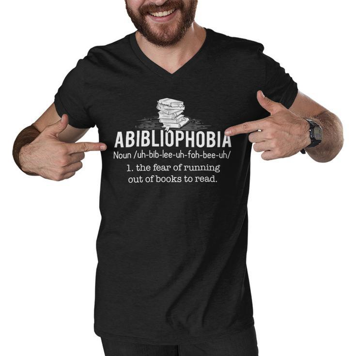Abibliophobia Funny Reading Bookworm Reader 24Ya1 Men V-Neck Tshirt