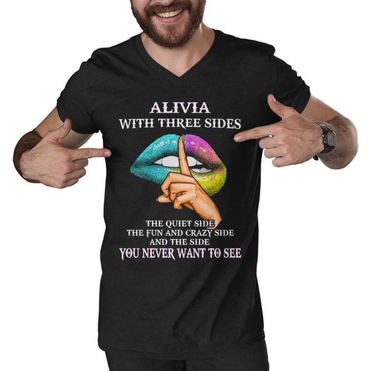 Alivia Name Gift   Alivia With Three Sides Men V-Neck Tshirt